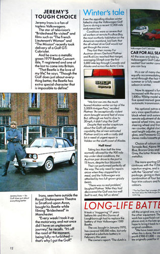 Jeremy Irons - Volkswagen Car & Driver magazine